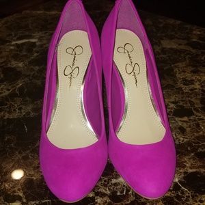 Jessica Simpson magenta high heels